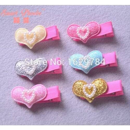 Boutique 30pcs/6C Fashion Cute Candy Colors Heart with Beads Hairpins Solid Kawaii Hair Clips Princess Headwear Hair Accessories