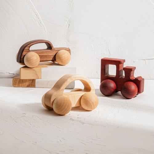Baby Wooden Toys Beech Wood Car Blocks Cartoon Van Educational Montessori Toys Children Baby Teething Newborn Birthday Gift