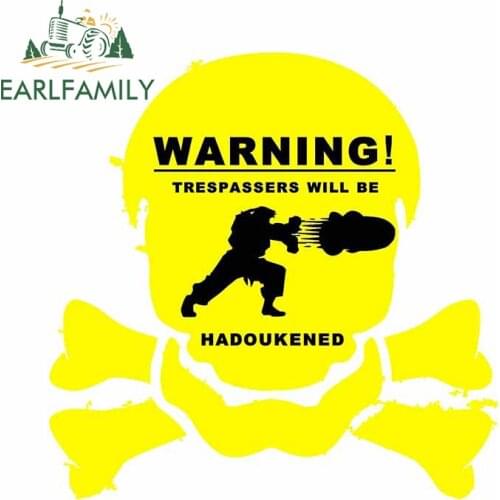EARLFAMILY 13cm x 12.8cm for Hadoukened Warning Arcade Game Car Stickers Personality Car Service Scratch-proof Vehicle Decal