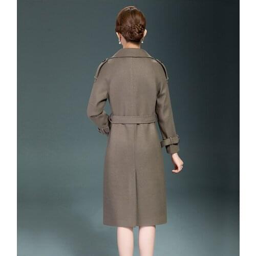 European Fashion Wool Coat Women Trench Coats Lady Red Double Breated Wool Blend Overcoat Large Size 3XL 4XLLX2074