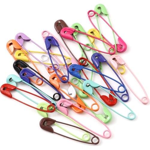 Doreen Box Iron Based Alloy Pins Knitting Stitch Holders Findings At Random Color Jewelry Accessories 31mm x 7mm, 100 PCs