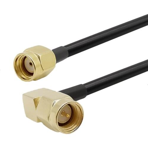 1-20 Meters RP-SMA male to SMA male right angle RF pigtail cable RG58 brooches to socket connector Jumper for Antenna extension