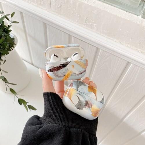 Beautiful Feather Case For AirPods 1 2 Pro Box Ginkgo Wireless Bluetooth Earphone Protect Cover Accessories Coque