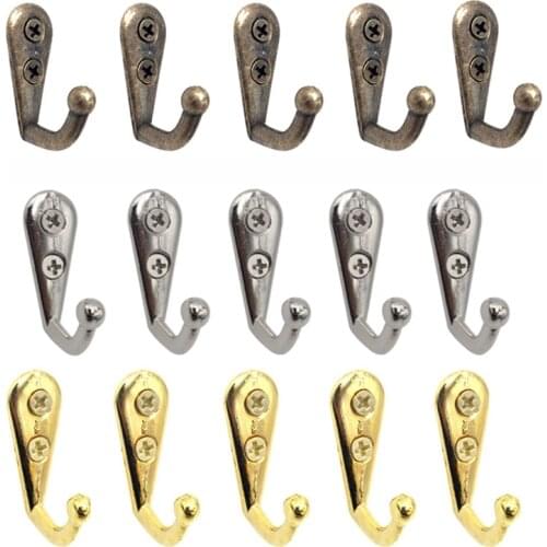 10pcs/lot Vintage Door Wall Hooks Mini Key Coat Bag Hat Hanger Wall Mounted Bronze Hook for Clothes Kitchen Bathroom Organizer