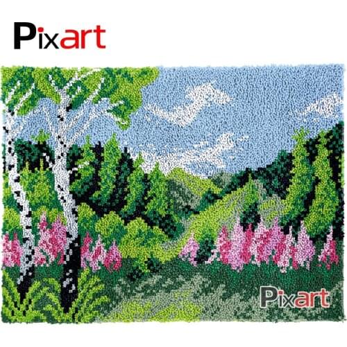 Latch Hook Rug Valley Birchs Crocheting Tapestry Kits DIY Carpet Rug Chunky Yarn Needlework Knitted Floor Mat Hobby & Crafts