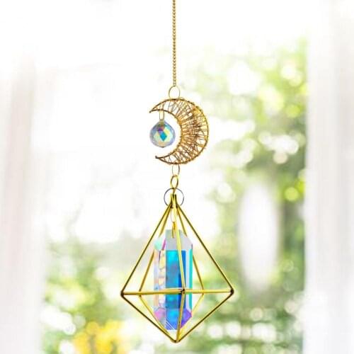 Sun Catcher Hanging Decor Beautiful Prism Suncatcher Hanging Decoration Chakra Faux Crystals Rainbow Maker Pendant