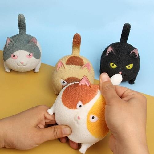 Mini Anxiety Relief Toys Safe Cartoon Three-dimensional Cat Squeeze Finger Toy for Children gift
