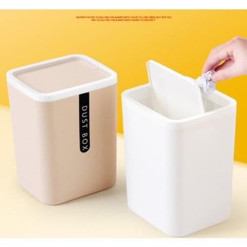 Mini Desktop Trash Can Tabletop Plastic Waste Bin with Lid Garbage Basket Decor