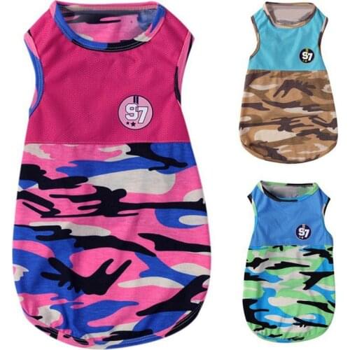 Fashion Dog Tshirt Dog Vest Spring and Summer Party Costume Camouflage Tshirt Vest Charming Comfortable Clothes Dog Supplies