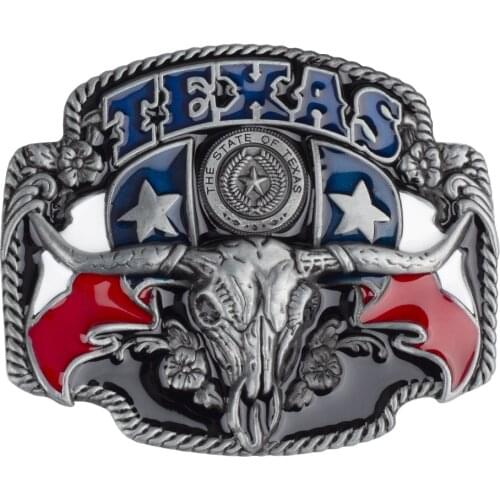 Men Metal Belt Buckle Accessory Western Style Texas Longhorn Cowhide Suitable for 3.8cm Wide Belt Animal Picture Long Star