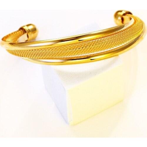 MxGxFam Beauty Style Wedding Bangles and Bracelets ( openning ) for Women Fashion Jewelry 24 k Pure Gold Color