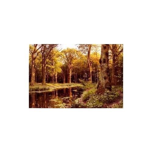 New Autumn Needlework,DIY 14CT Cross stitch,Embroidery kits,Art Cross-Stitching Handmade Forest Scenery Oil Painting decor