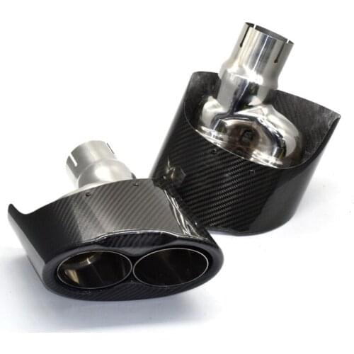 1 Pair Carbon Fiber Exhaust Tip For Audi RS3 RS4 RS5 RS6 RS7 A3 A4 A5 A6 A7 Double Inner Muffler Tip Exhaust System
