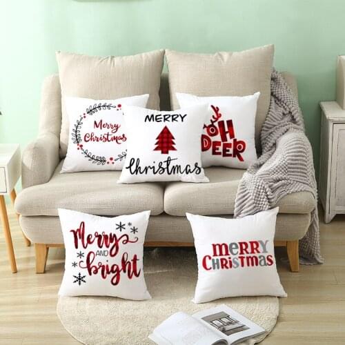 45cm Merry Christmas Cushion Cover Pillowcase 2020 Christmas Decorations For Home Xmas Noel Ornament Happy New Year 2021