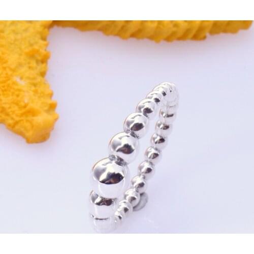 2019 New Original Silver Color String of Beads Ring For Women Resizable Wedding Engagement Pan Rings DropShipping