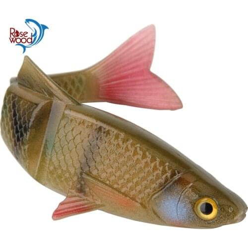 RoseWood 3 Segmented 3D Soft Fishing Lure Swimbait Shad silicone Plastic Wobblers Aritificial Fishing Bait For Freshwater Pike