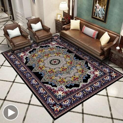 Persian Printed Floral Carpets for Living Room European Washable Anti-Slip Decorative Area Rugs Bedroom Study Floor Rug Carpet
