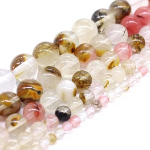 Natural Tourmaline Stone Multicolor Watermelon Jades Crystal Round 4mm 6mm 8mm 10mm 12mm Loose Bead Strand 15'' For Jewelry DIY
