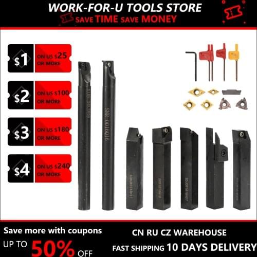 16mm 7PCS Shank Lathe Turning Tool Kits Lathe Cutter Boring Bar With Carbide Insert Wrench DIY Set Metal Steel