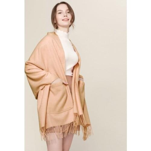 Luxury 100% Wool shawl Cloak With pocket women Brand 2020 winter New warm thick Poncho Stole All-match Travel Shawl Scarf