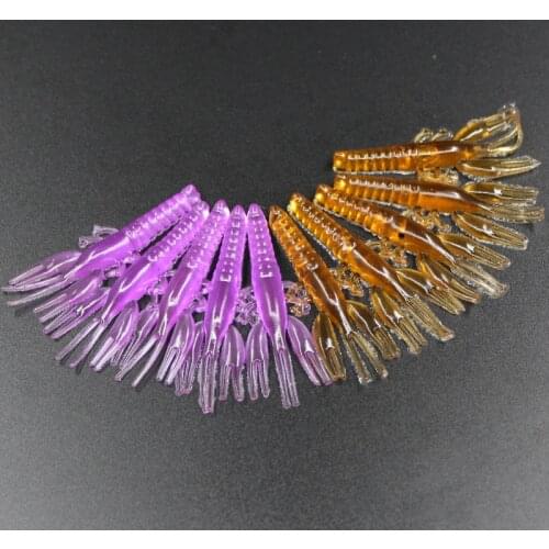Fishing Soft Grass Shrimp Soft Bait Lure 5cm Small Shrimps Texas Rig Artificial Lures Purple Brown