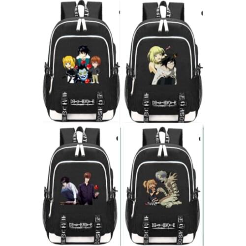 Anime Death note Logo USB Backpack Boys Girls Travel Bags Teenagers Students School Bag Tablet Bags