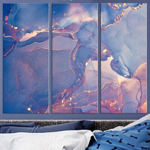 Modern Abstract Multicolored Marble Wall Art Canvas Paintings Alcohol Ink Pattern Prints Pictures Posters for Bedroom Home Decor