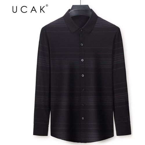 UCAK Brand Long Sleeve Shirts Men Clothing Turn-down Collar Streetwear Shirt Pull Homme Spring Autumn New Striped Clothes U6101