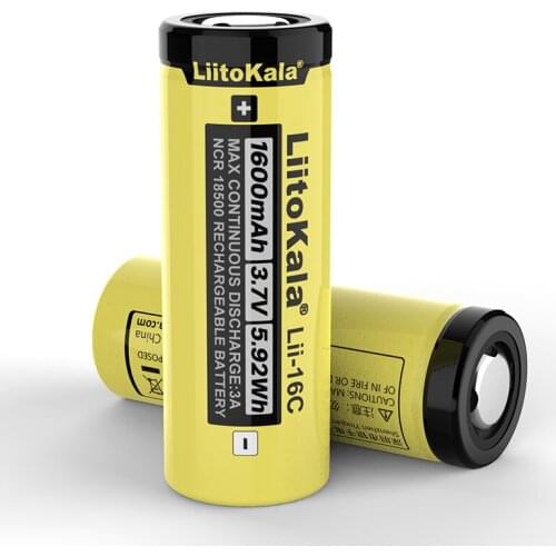 LiitoKala Lii-16C 18500 1600mAh 3.7 V Rechargeable Battery Recarregavel Lithium ion battery for LED flashlight