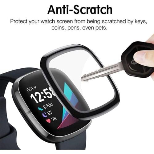 Protective Films Guard for Fitbit Versa 3 /Sense Smartwatch 3D Curved Full Edge clear HD Screen Protector Film Cover Accessories