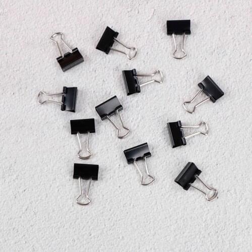 12Pcs Black Metal Paper Clip Binder Clips Notes File Letter Photo Binding Office Stationery Supplies