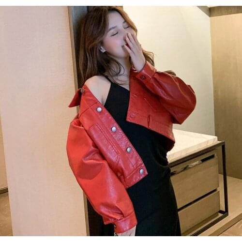 Women Black Leather Jacket Long Sleeve Leather Jacket Women Soft Motorcycle Faux Leather Female Coat Ladies Biker Leather Jacket