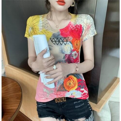 2021 Short Sleeve Fashion Printing T shirt Women Tops Tshirt Summer Cotton T-shirt Women O-Neck Tee Shirt Femme Plus Size
