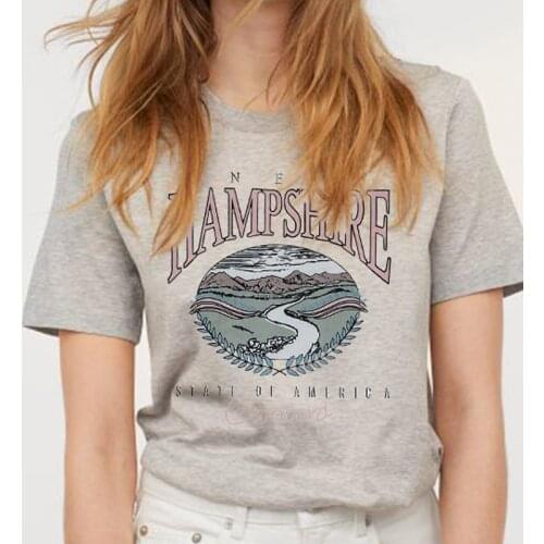 Vintage Stylish Hampshire Letter Print T-shirts Casual Women Oversized Loose Short Sleeve T-shirt Women Tees summer plus size