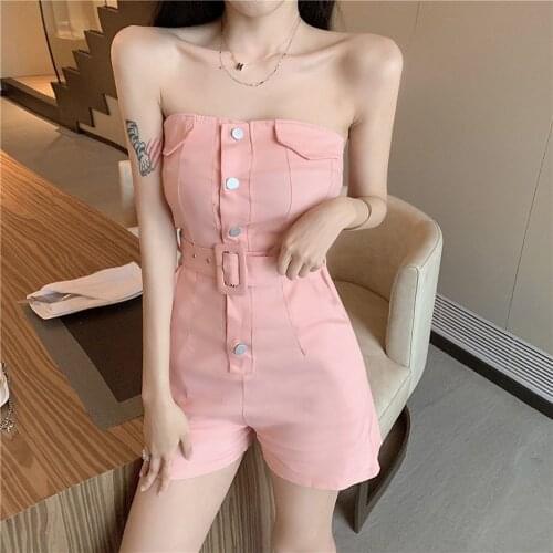Jumpsuit Women High Waist Summer Rompers Straight Wide Leg Shorts Casual Jeans Temperament Playsuit Korean sleeveless Bodysuit