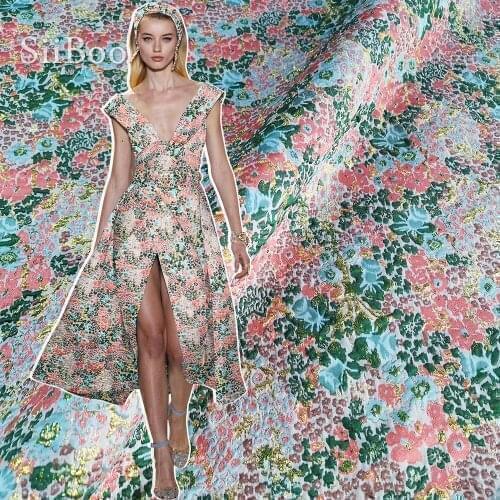 French high quality gold metallic yarn dyed jacquard fabric for women summer dress blazer coat telas por metro tecidos SP6114