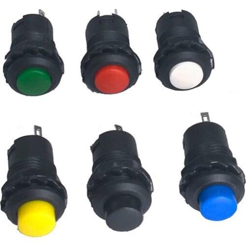10pcs/lot DS-428/228 DS-427 12MM 2Pin 250V 1.5A Reset/Self-locking Push Button Switch Bouton Poussoir Reset Metal DS227 Round