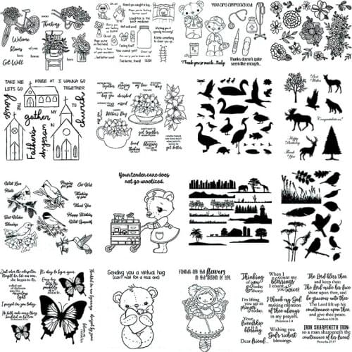 2020 New Nature Landscape Forest Brids Butterfly Flower Friendship Blessing Stamps Cutting Dies for DIY Scrapbooking Craft Cards