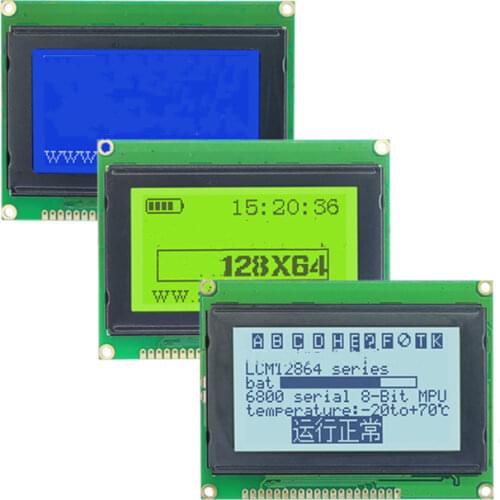 20PIN LCD12864D Screen KS0108B Controller Yellow Green Backlight Parallel Interface