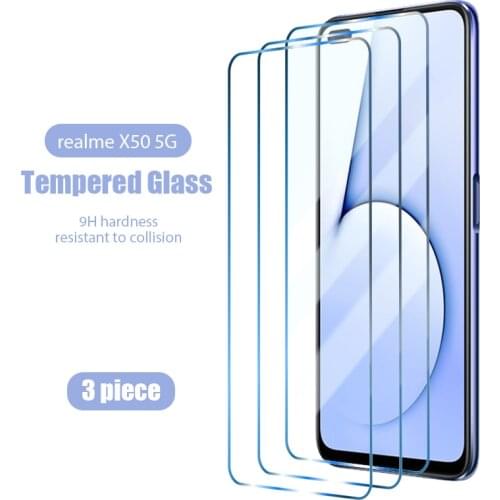 3 Pcs tempered glass for realme 7 6 5 3 2 pro 6s 6i 7i 5i 5s 3i Pro 1 Global screen protector on realme X7 X50 X50M pro 5G glass