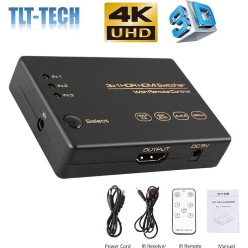 4K HDMI Switch 3x1 HDMI Splitter 3 in 1 out Switcher 1080P Full HD 3 Input 1 Output HDMI Converter HDMI Hub Adapter Support 3D