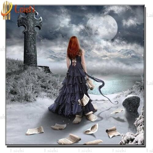 5D Diamond Painting Fantasy woman, seaside, book Full Drill Picture Of Rhinestones Embroidery Diamond Mosaic Needlework Wall Art