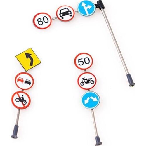 6pcs/set 1/87 Scale Model Mini Traffic Signs Building Sand Table Model Decor BX0D