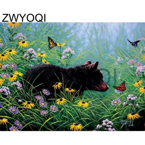 Full Round Diamond mosaic Bear 5D DIY Diamond embroidery Full Square Diamond painting Cross stitch Bear butterfly Flower animal