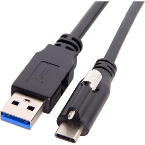 CY USB 3.1 Type-C Locking Connector to Standard USB3.0 Data Cable 1.2m With Panel Mount Screw