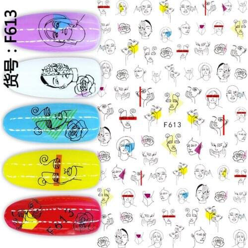 Nail Water Sticker DIY Black Abstract Image Nail Art Paper Decoration Manicure Tattoos Creative Designs Watermark Decals Tool