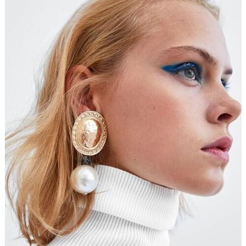 Exknl Vintage Irregular Freshwater Pearl Dangle Earrings For Women Gold color Geometric Drop Earring DIY Wedding Party Jewelry