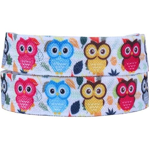 FLRA ElasticWholesale beautiful cartoon owls printed foe elastic ribbon
