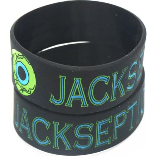 Hot Sale 25PCS 1 Inch Ink Filled Logo JACKSEPTICEYE Silicone Wristband Wide Green Eyes Games Bracelet&Bangels For Gifts SH202