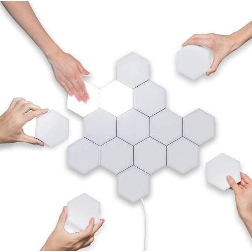 HobbyLane 10pcs Creative Honeycomb Modular Assembly Touch Wall Lamp Quantum lamp LED Magnetic Wall Light Bedroom Lamp Decoration